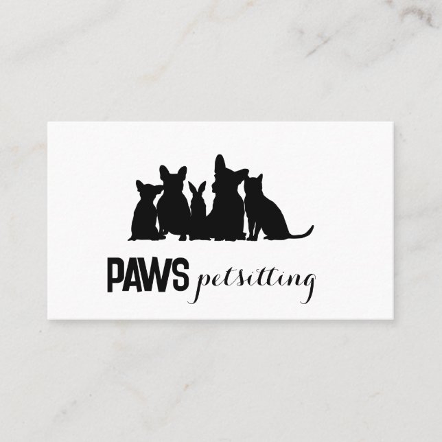 Carte De Visite Pet Silhouette Pet (Devant)