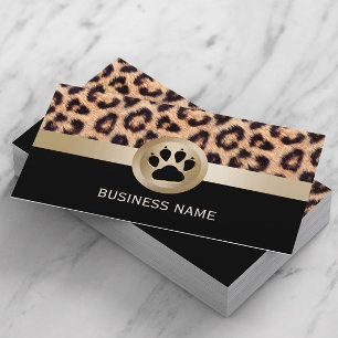 Carte De Visite Pet Sitter Monogramme Paw Empreinte de léopard mod