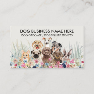 Carte De Visite Pet Sitter Walker chien fleurs de garde de chien