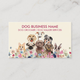 Carte De Visite Pet Sitter Walker chien garde rose beige