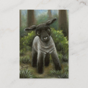 Carte De Visite Petit agneau dans les copies en bois ACEO