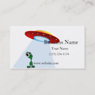 Carte De Visite Petit Alien adorable et soucoupe volante