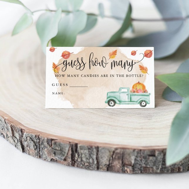 Carte De Visite Petit Camion De Ferme Citrouille Devine Combien De (A fun game for your baby shower!)