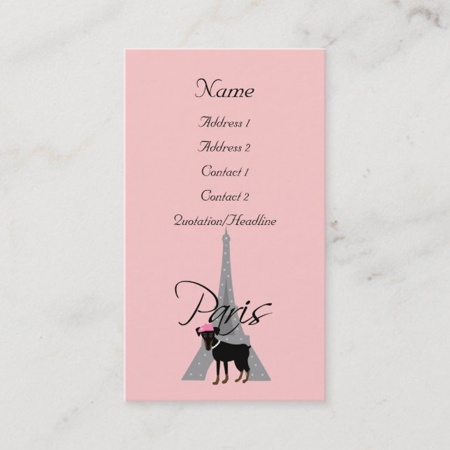 Carte De Visite Petit chien à Paris de le (Devant)