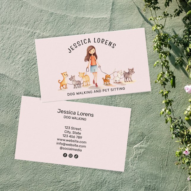 Carte De Visite Petit Chien Walker Animaux de compagnie Sitter, Ch (Créateur téléchargé)