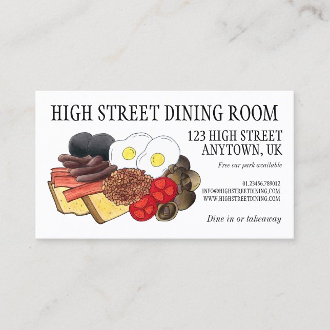 Carte De Visite Petit déjeuner anglais complet Royaume-Uni Salle à (Devant)