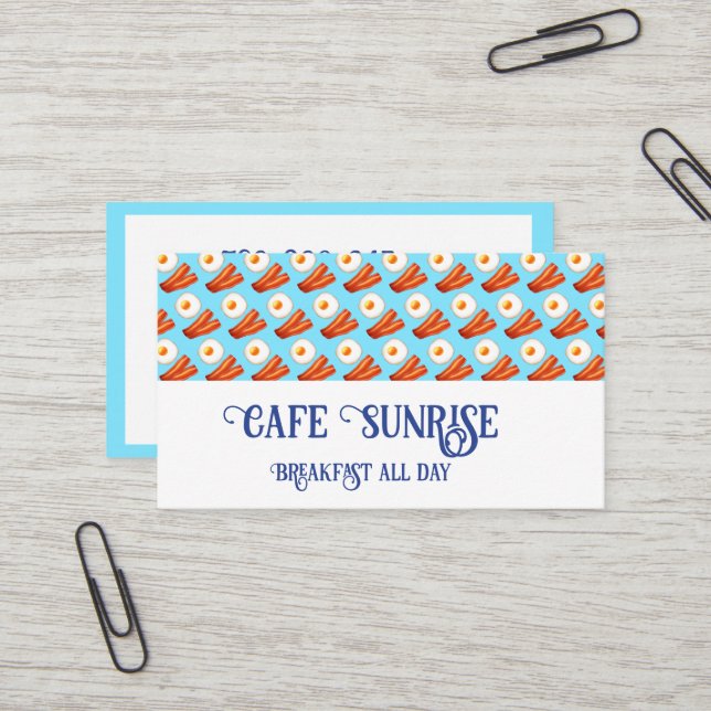 Carte De Visite Petit-Déjeuner Bacon Et Oeuf (Devant/Arrière en situation)