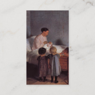 Carte De Visite Petit frère de nouveau bébé peignant l'art
