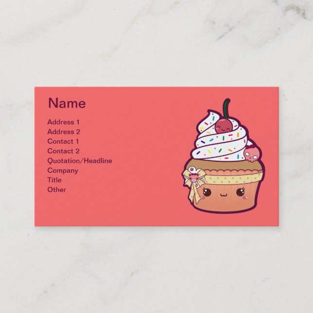 Carte De Visite Petit gâteau de vanille de cerise (Devant)