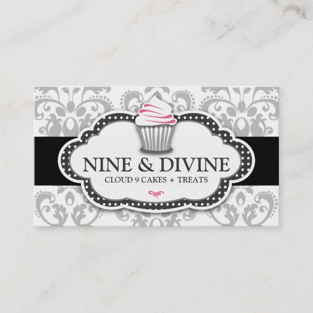 Carte De Visite Petit gâteau divin de damassé du blanc 311 gris (Devant)