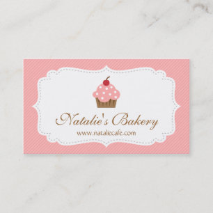 Carte De Visite Petit gâteau élégant, moderne, rose, boulangerie