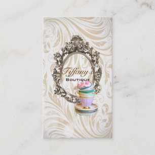 Carte De Visite petit gâteau floral de boulangerie de victorian