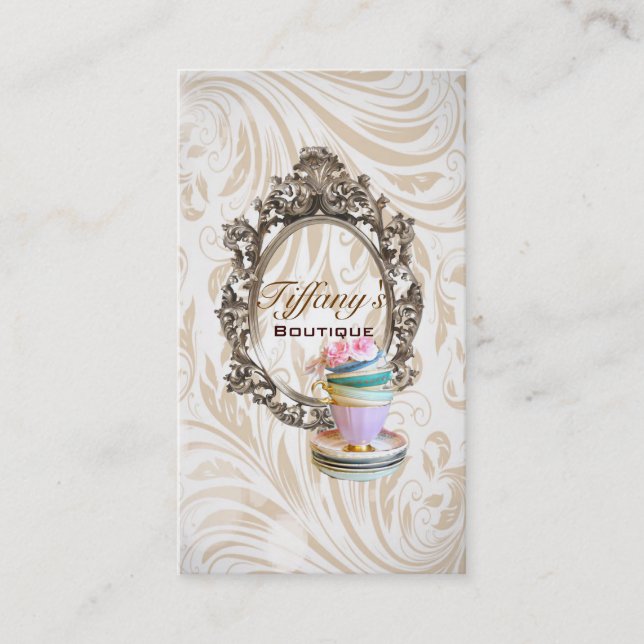 Carte De Visite petit gâteau floral de boulangerie de victorian (Devant)