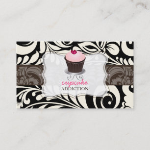 Carte De Visite Petit gâteau rose de coeur de PixDezines+damassé