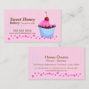 Carte De Visite Petit gâteau rose mignon avec la cerise