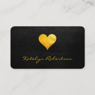 Carte De Visite Petit Luxe Gold Heart Chic Black Texture
