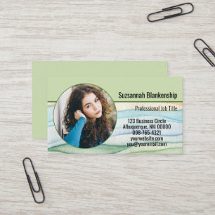 Carte De Visite Petite entreprise photo ronde personnalisée aquare