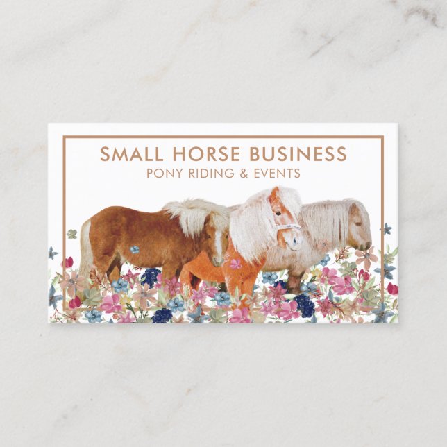 Carte De Visite Petite équitation Élevage Pony Floral (Devant)