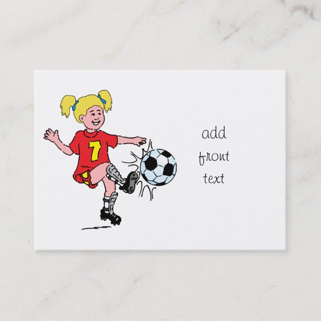 Carte De Visite Petite Fille Jouant Au Football (Devant)