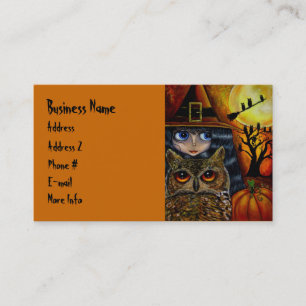Carte De Visite Petite grande sorcière mignonne d'oeil avec le