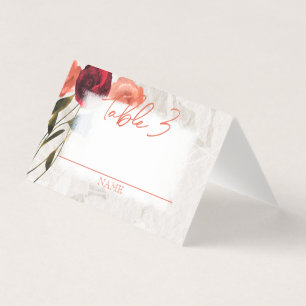 Carte De Visite Petite Pêche pliée, Tableau Mariage plié Roses Rou