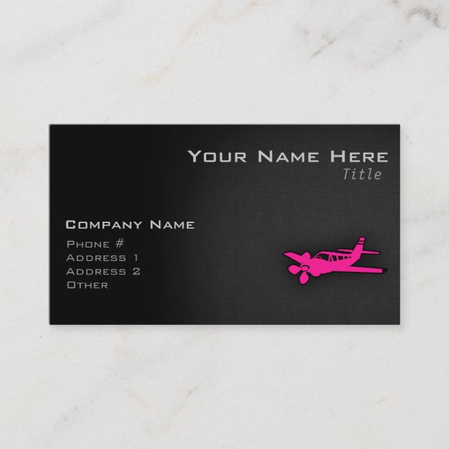 Carte De Visite Petite Plane rose chaud (Devant)
