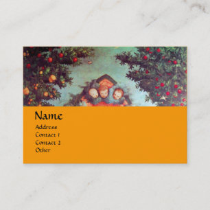 Carte De Visite PETITES ANGES MONOGRAM antique bleu rouge jaune