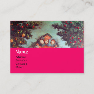 Carte De Visite PETITES ANGES MONOGRAM antique bleu rouge jaune
