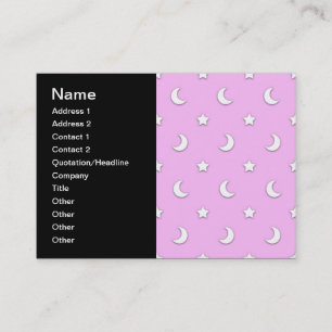 Carte De Visite Petites étoiles et lunes blanches sur rose