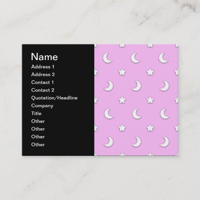 Carte De Visite Petites étoiles et lunes blanches sur rose (Devant)