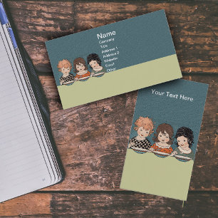 Carte De Visite Petites Filles vintages Mangeant Soupe Trois Soeur