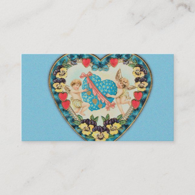 Carte De Visite Petits anges avec l'arrière - plan de bleu de (Devant)