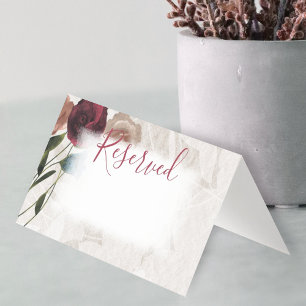 Carte De Visite Petits Roses beiges pliés de bordeaux Mariage plié