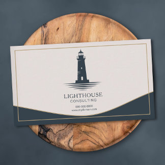 Carte De Visite Phare bleu marine et or