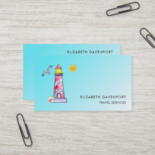 Carte De Visite Phare d'aquarelle rouge
