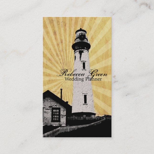 Carte De Visite Phare nautique côtier de sunrays jaunes (Devant)