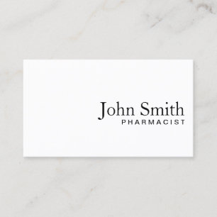 Carte de visite Pharmacien blanc clair minimal