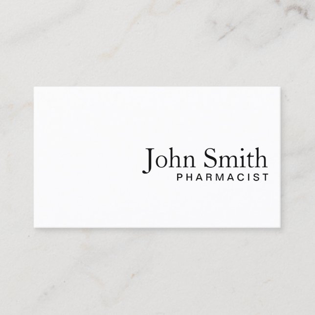 Carte de visite Pharmacien blanc clair minimal (Devant)