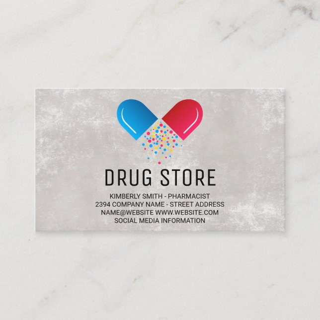 Carte De Visite Pharmacien | Logo d'ouverture de la pilule de méde (Devant)