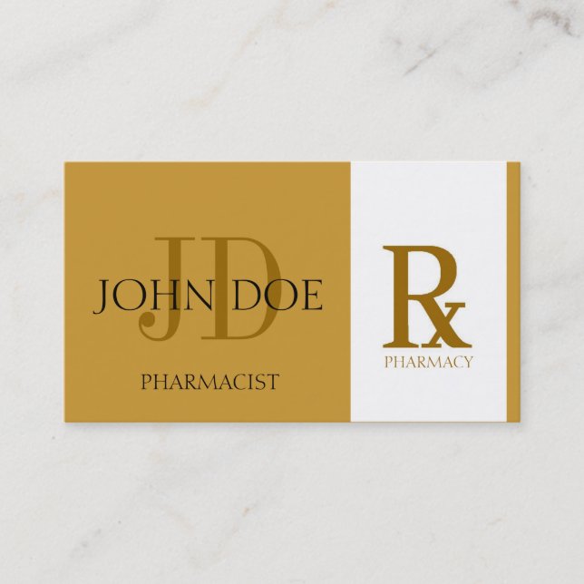 Carte De Visite Pharmacien/or jaune pharmacie de prescription (Devant)