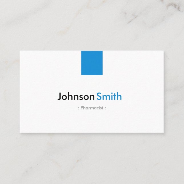 Carte De Visite Pharmacien - Simple Aqua Blue (Devant)