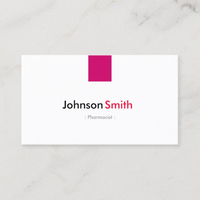 Carte De Visite Pharmacien - Simple Rose rose (Devant)