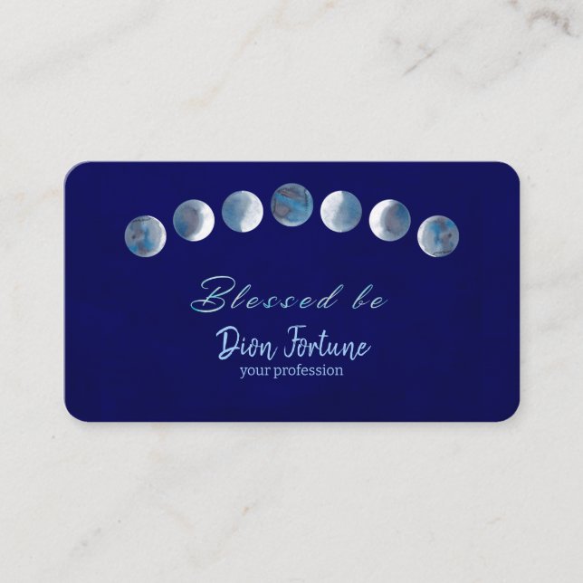 Carte De Visite Phases Bleues Bleu Bleu Bénie Soit (Devant)