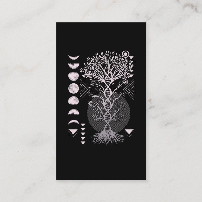 Carte De Visite Phases de la lune de l'arbre croissant Géométrie N (Devant)