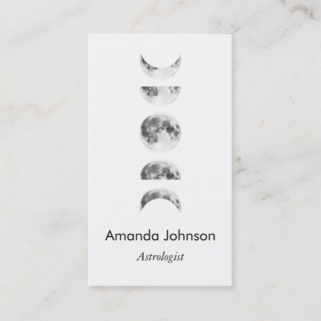 Carte De Visite Phases minimales de lune Astrologie Yoga Guérisseu (Devant)