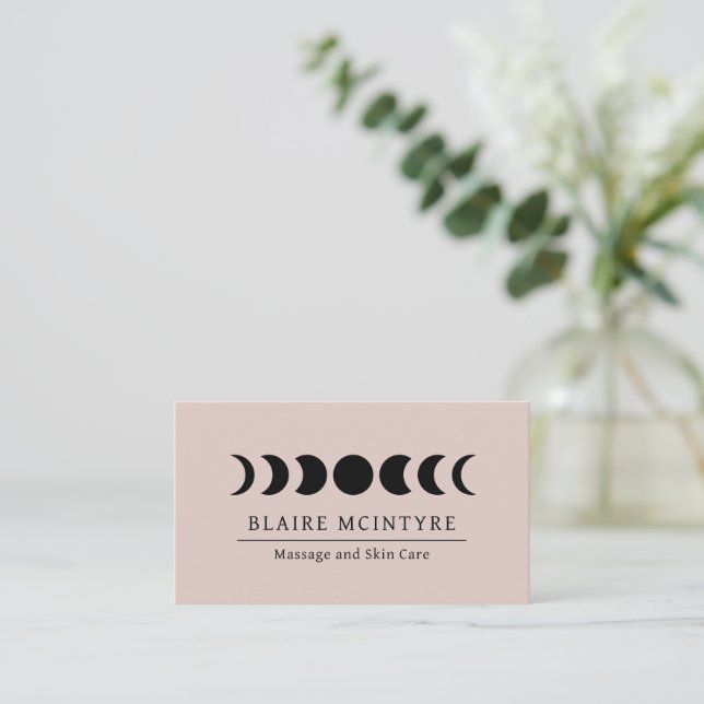Carte De Visite Phases modernes de la Lune de Mauve Élégantes (Debout devant)