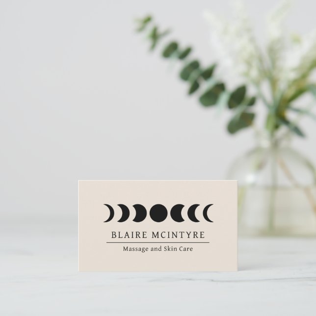 Carte De Visite Phases modernes de Lune Beige Élégantes (Debout devant)