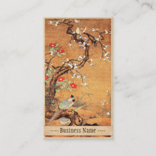 Carte De Visite Phéasé et camélia l'art oriental chinois à l'encre