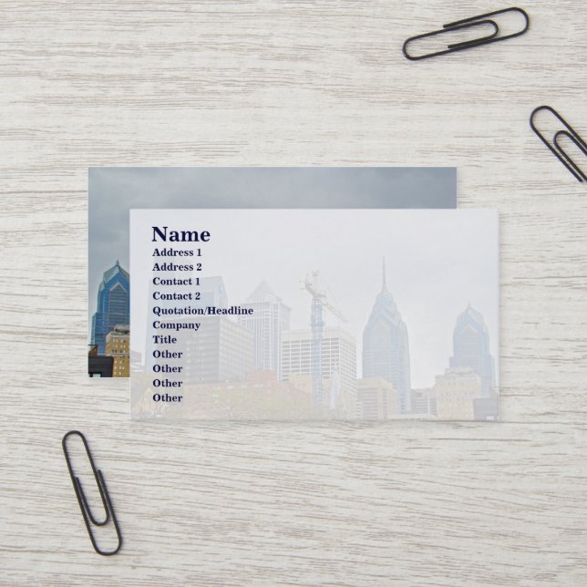 Carte De Visite Philadelphie Skyline de la promenade fluviale (Devant/Arrière en situation)