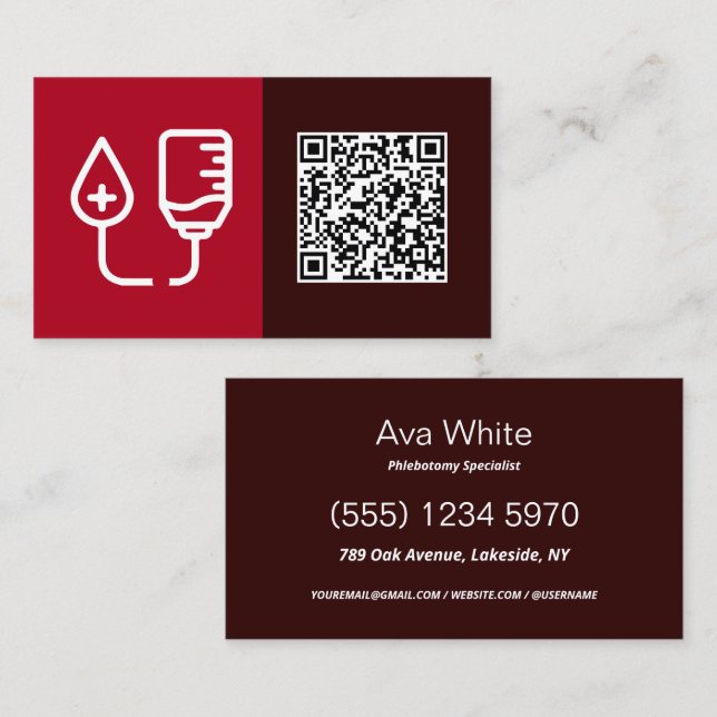 Carte De Visite Phlebotomie QR (Devant / Derrière)